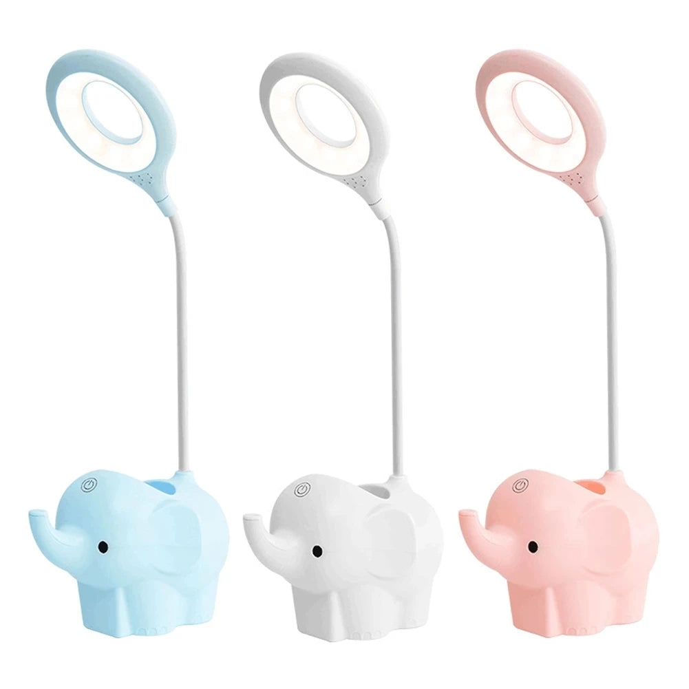 EleGlow Elephant LED Desk Lamp - USB Rechargeable Touch-Control Night Ligh